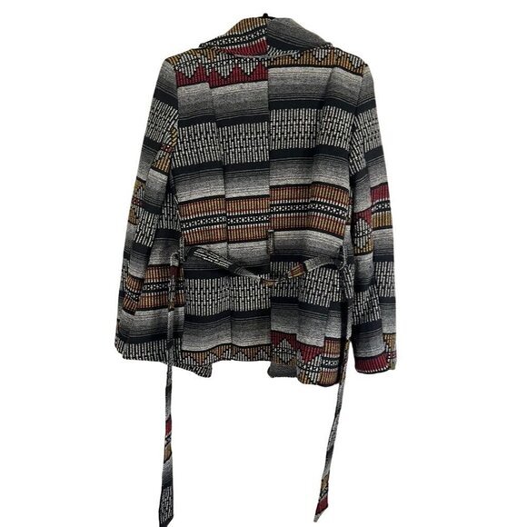 Daytrip Wool Animal Print Jacket L Black Striped Aztec Western Boho Classic Chic - Picture 10 of 14